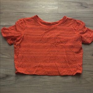Women's Red Orange Full Mesh Top